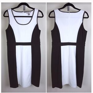Ann Taylor LOFT brown white sleeveless work dress